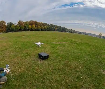 Golf Course Maintenance Jobs Salary in Colorado 2 Drone lifting off from a golf course fairway beside its case