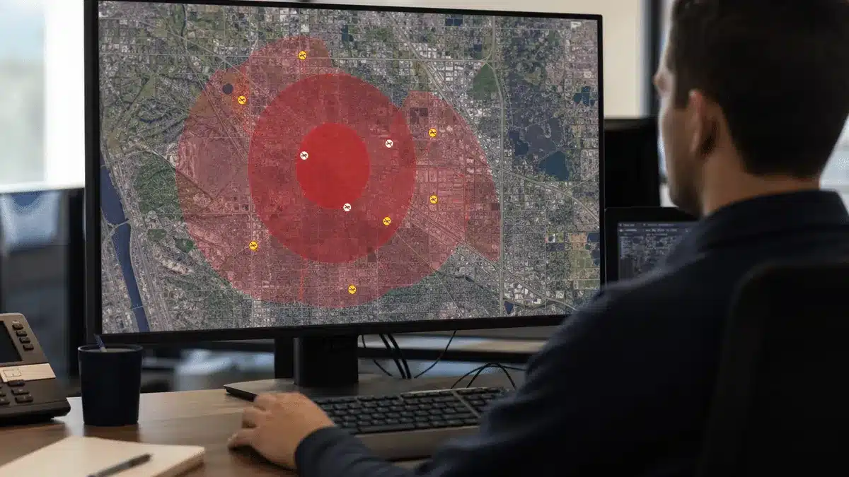 No-fly Zones in Fort Collins: What Every Drone Operator Must Know 1 Operator reviewing a no fly zone map on a monitor